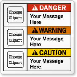 Custom Danger Warning Caution Text Multiclipart ANSI Label, SKU: LB-3478