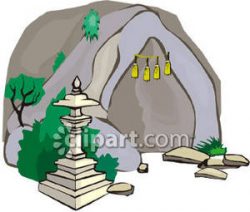 Chinese Lantern At the Opening To a Cave - Royalty Free Clipart Picture