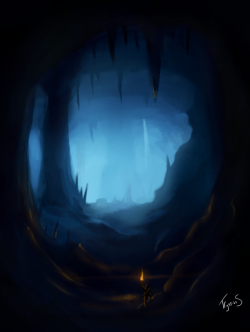 Drawn cavern dark cave - Pencil and in color drawn cavern dark cave