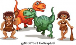 Vector Stock - Two dinosaurs by the cave. Clipart Illustration ...