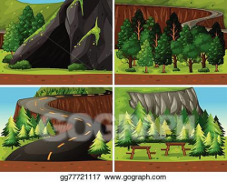 Vector Art - Forest and cave. Clipart Drawing gg77721117 - GoGraph