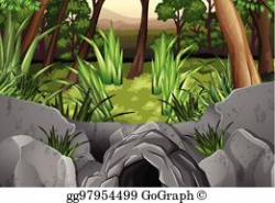 Vector Art - Forest and cave. Clipart Drawing gg77722364 - GoGraph