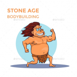 Hand Drawn Cartoon Stone Age Cave Man by dimair | GraphicRiver