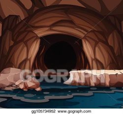 Vector Stock - Underground cavern with lake. Stock Clip Art ...