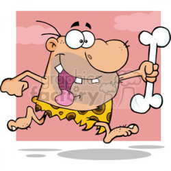 Royalty-Free 6810 Royalty Free Clip Art Happy Caveman Running With A ...