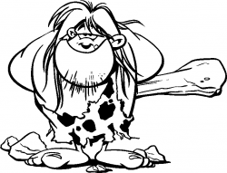 Caveman clipart black and white - Pencil and in color caveman ...