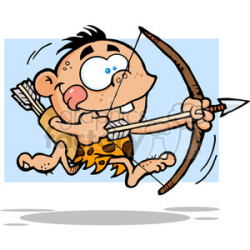 Cave Boy Running With Bow And Arrow clipart. Royalty-free clipart # 386549
