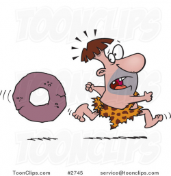 Cartoon Caveman Running from a Stone Wheel #2745 by Ron Leishman