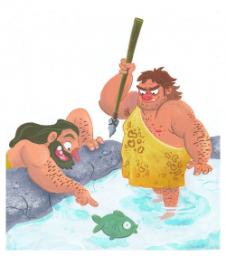 Cavemen fishing by TRAVALE on DeviantArt