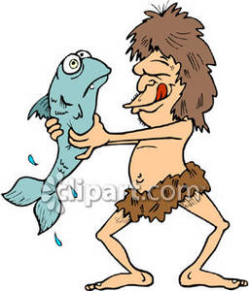 Hunting and Gathering Caveman - Royalty Free Clipart Picture