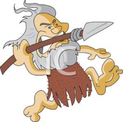 A Caveman Throwing A Hunting Spear - Royalty Free Clipart Picture