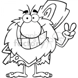 Royalty-Free black and white outline of a caveman 383334 vector clip ...