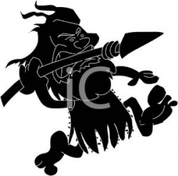 A Silhouette of a Caveman Running with a Spear - Royalty Free ...