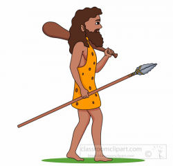 Prehistory Clipart- cave-man-holding-spear-clipart-623 - Classroom ...