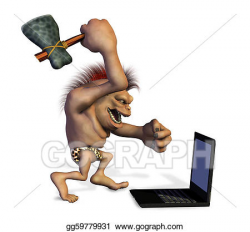 Stock Illustration - Caveman killing a laptop . Clipart gg59779931 ...