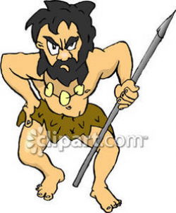 Caveman with Spear - Royalty Free Clipart Picture