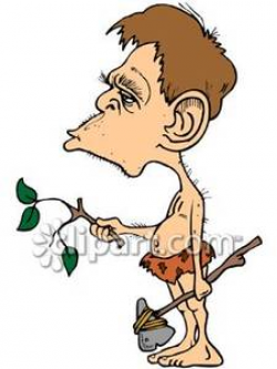 Caveman with Prehistoric Tool - Royalty Free Clipart Picture