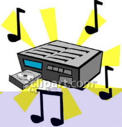 CD Player and Music Notes - Royalty Free Clipart Picture