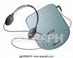 Drawing - Portable cd player with headphones - green ...