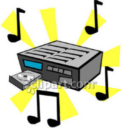 CD Player and Music Notes - Royalty Free Clipart Picture