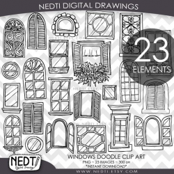 Windows Doodle Clip Art, Window Clipart, Digital Images, PNG, High ...