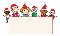 Kids Celebrating Xmas with Banner | Free vectors, illustrations ...