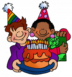 Birthday Clip Art by Phillip Martin, Boy and Girl with Birthday Cake