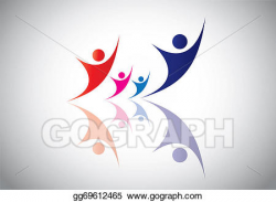 Clipart - Happy young family couple & children in joy & happiness ...