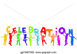 Vector Illustration - Group of children silhouettes holding letters ...