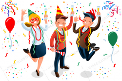 New Year Bash People Celebrating Party - Image Illustration