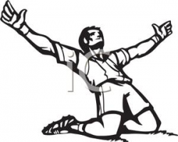 A Soccer Player Celebrating a Goal - Royalty Free Clipart Picture