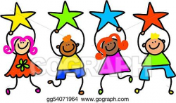Drawing - Star kids. Clipart Drawing gg54071964 - GoGraph