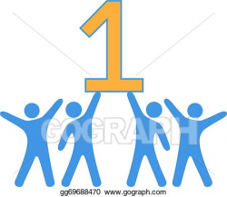 Vector Art - Number 1 team people celebrate big win. Clipart Drawing ...