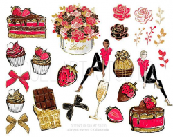 Chocolate clipart, strawberry illustration, sweets, cupcake clip art ...
