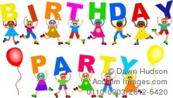 Clipart Illustration of a Group of Kids Holding up a Birthday Party ...