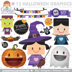 Halloween Clipart, Halloween Graphics, COMMERCIAL USE, Kawaii ...