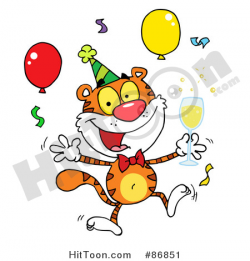 Tiger Clipart #86851: Happy Party Tiger Character with Champagne by ...
