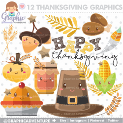 75%OFF - Thanksgiving Clipart, Thanksgiving Graphic, COMMERCIAL USE ...