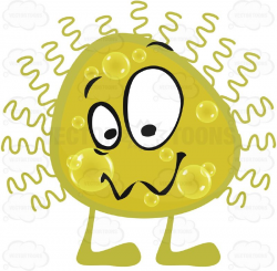 Yellow Round Germ Virus Cell With Face Legs And Hair