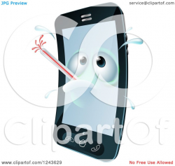 Clipart Of A D Sweaty Cell Phone Character Sick With A Fever And ...