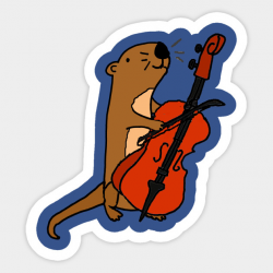 Cute Sea Otter Playing the Cello Cartoon - Cello - Sticker | TeePublic