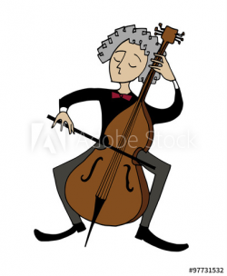 Cartoon cellist. Musician playing a cello. Clipart, hand ...