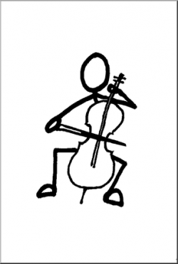 Clip Art: Stick Guy Cello Player B&W I abcteach.com | abcteach