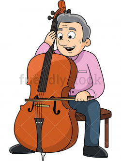 Old Man Playing The Cello | Mature People Clipart | Vector ...