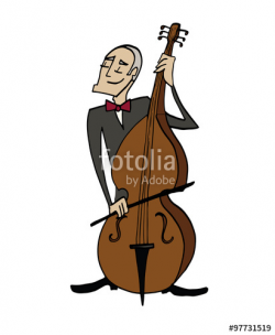 Cartoon bassist. Musician playing a bass. Clipart, hand-drawn simple ...