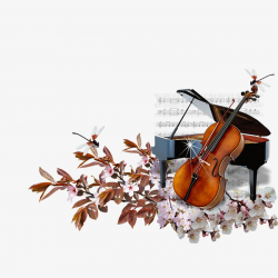 A Piano, Piano, Cello, Flowers PNG Image and Clipart for Free Download