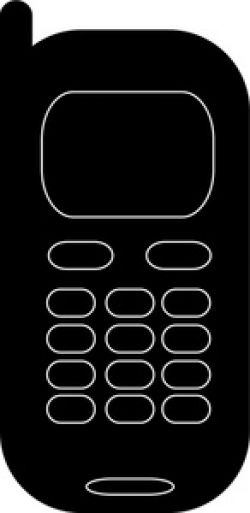Cell Phone Clipart Image - black and white business cell phone
