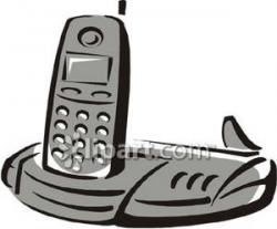 A Gray Cordless Phone - Royalty Free Clipart Picture