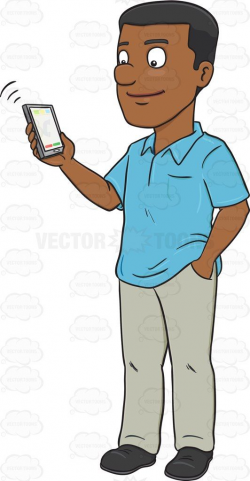 A Black Man Talking To Someone Via His Mobile Phone | Vector clipart