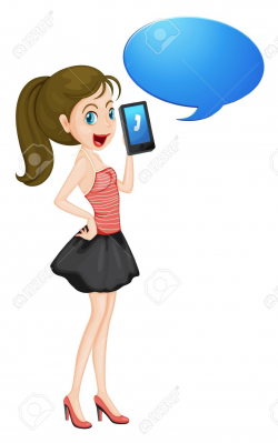 28+ Collection of Girl Holding Phone Clipart | High quality, free ...